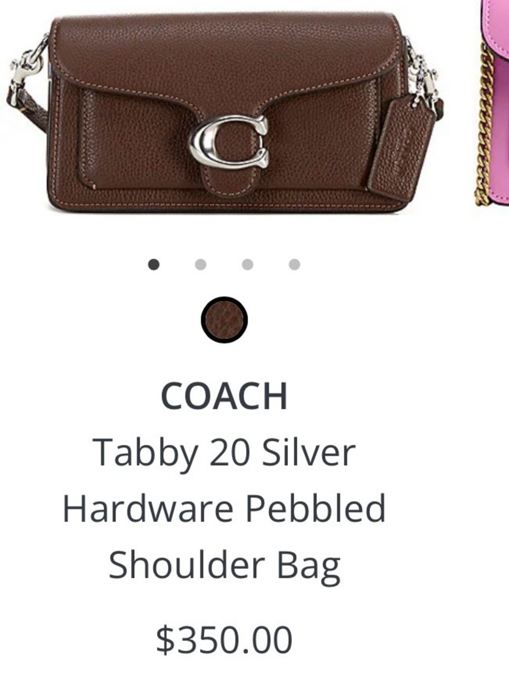 Coach Dark Brown Pebbled Leather Crossbody with Silver 'C' Turnlock